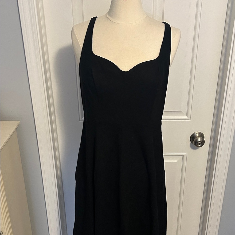 Old Navy women’s size large black linen dress sweetheart neckline pullon elastic
